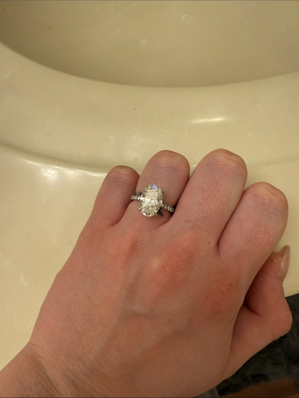 Oval Moissanite Solitaire Cubic Zirconia Engagement Ring in 925 Silver
